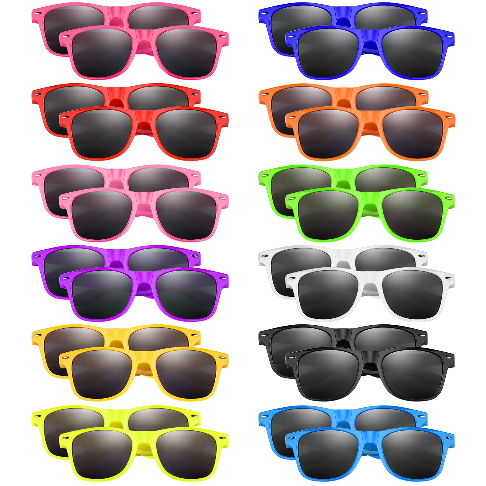 Bouiexye 24 Stück Kinder Sonnenbrillen Neon Jungen Mädchen Kinder Party Favor Taschenfüller Strand Pool Geburtstagsfeier/Jungen Mädchen Geburtstagsparty Zubehör (12 Farben)