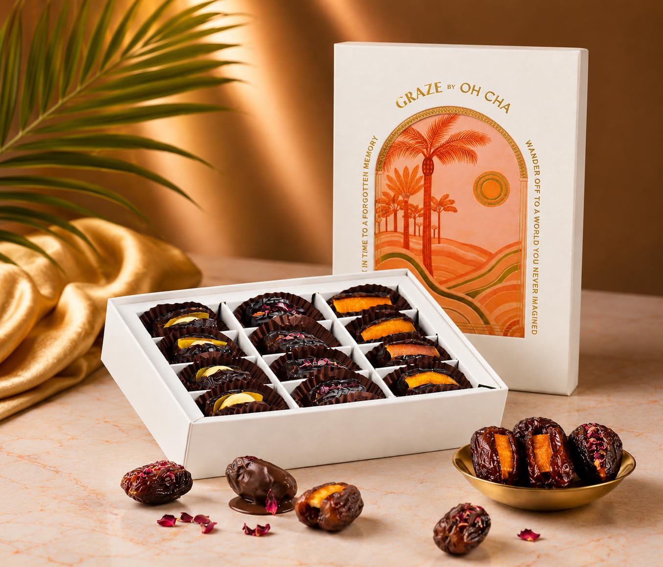 OH CHA - Graze Gourmet Stuffed Medjool Dates Gift Box, 12pcs | 3
