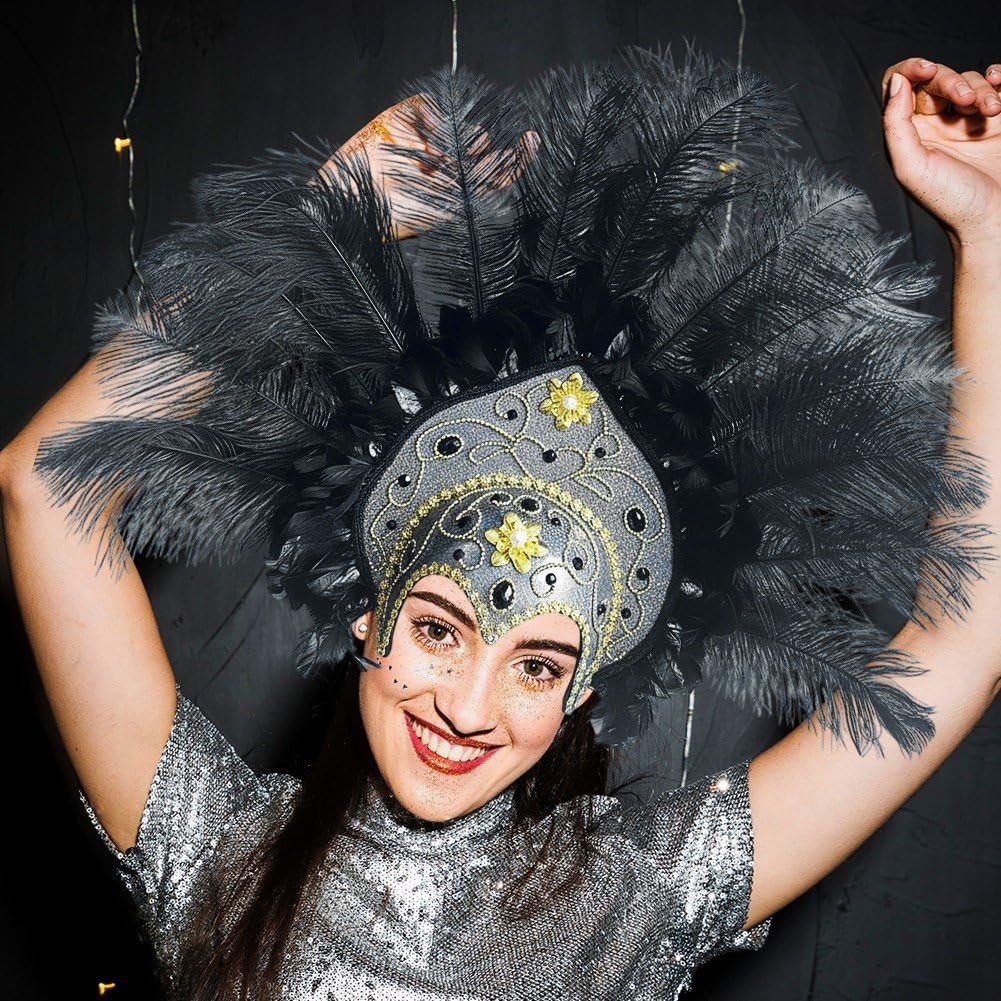 Tocado De Plumas De Corista, Diadema De Carnaval, Accesorios para Disfraces De Vegas, Fiesta De Mardi Gras De Río