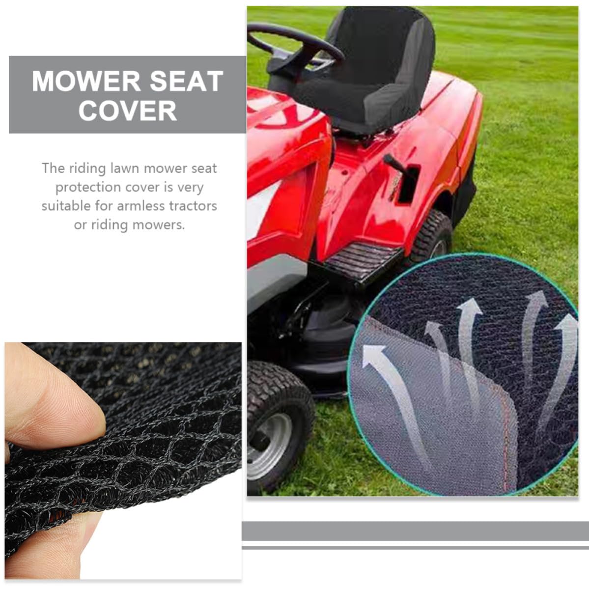 Funda Protectora de Asiento para Cortacésped, Malla Transpirable