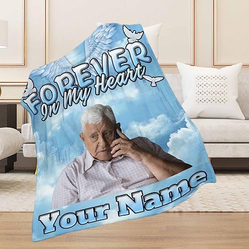 Miniatura 3 de Artsadd Manta conmemorativa personalizada para seres queridos perdidos, mantas de recuerdo personalizadas para pérdida de madre, padre, abuela,