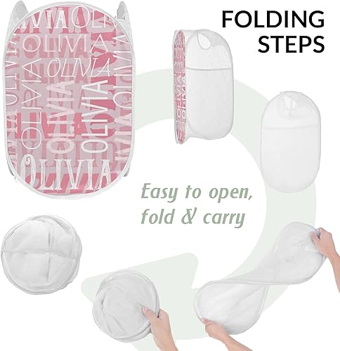 Miniatura 6 de Cesta de lavandería personalizada con nombre y texto, cesta de ropa sucia personalizada para niños, niñas, mujeres, hombres, cesta de almacenamiento