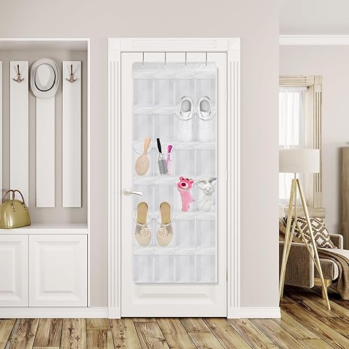 Miniatura 5 de Organizador de zapatos para colgar sobre la puerta, zapatero colgante para armario con 24 bolsillos extragrandes, ahorro de espacio, organizador de