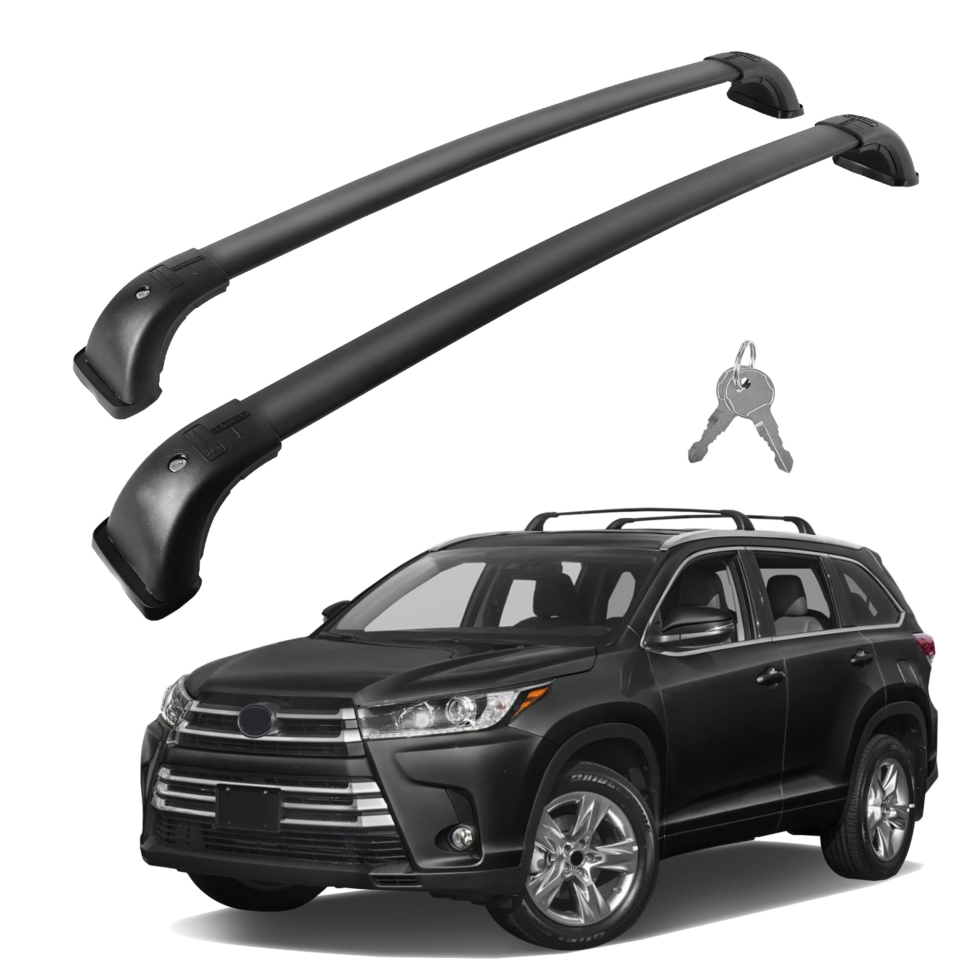 Photo 1 of 220Lbs Roof Rack Crossbars for 2014-2019 Highlander XLE Limited & SE LE & LE Plus with Anti-Theft Lock, Heavy Duty Aluminum Anti-Corrosion Cross Bar Fit Luggage Luggage Kayaks Bicycles Snowboard