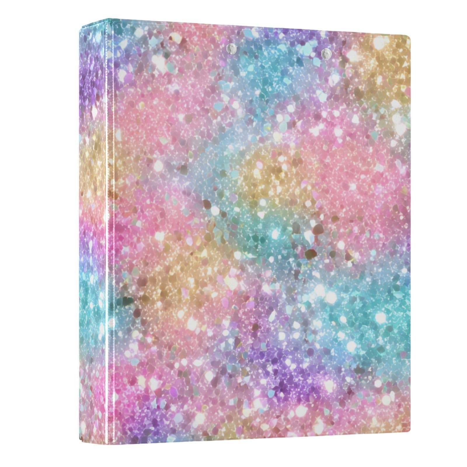 3 Ring Binder Colorful Shiny Glitter Sequins Pattern 1.5 inch Binders