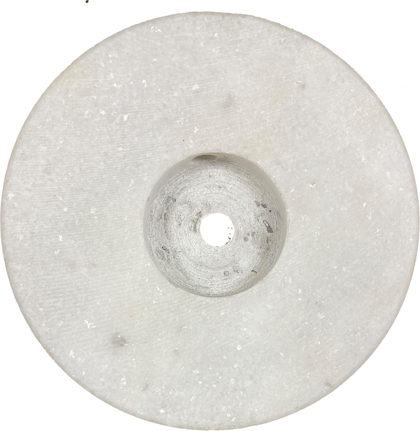 Lamp/Sculpture Base-Marble-6"-Round: Black or White (1 Pc.) (6" Marble-Round-White-w/Cord Hole)