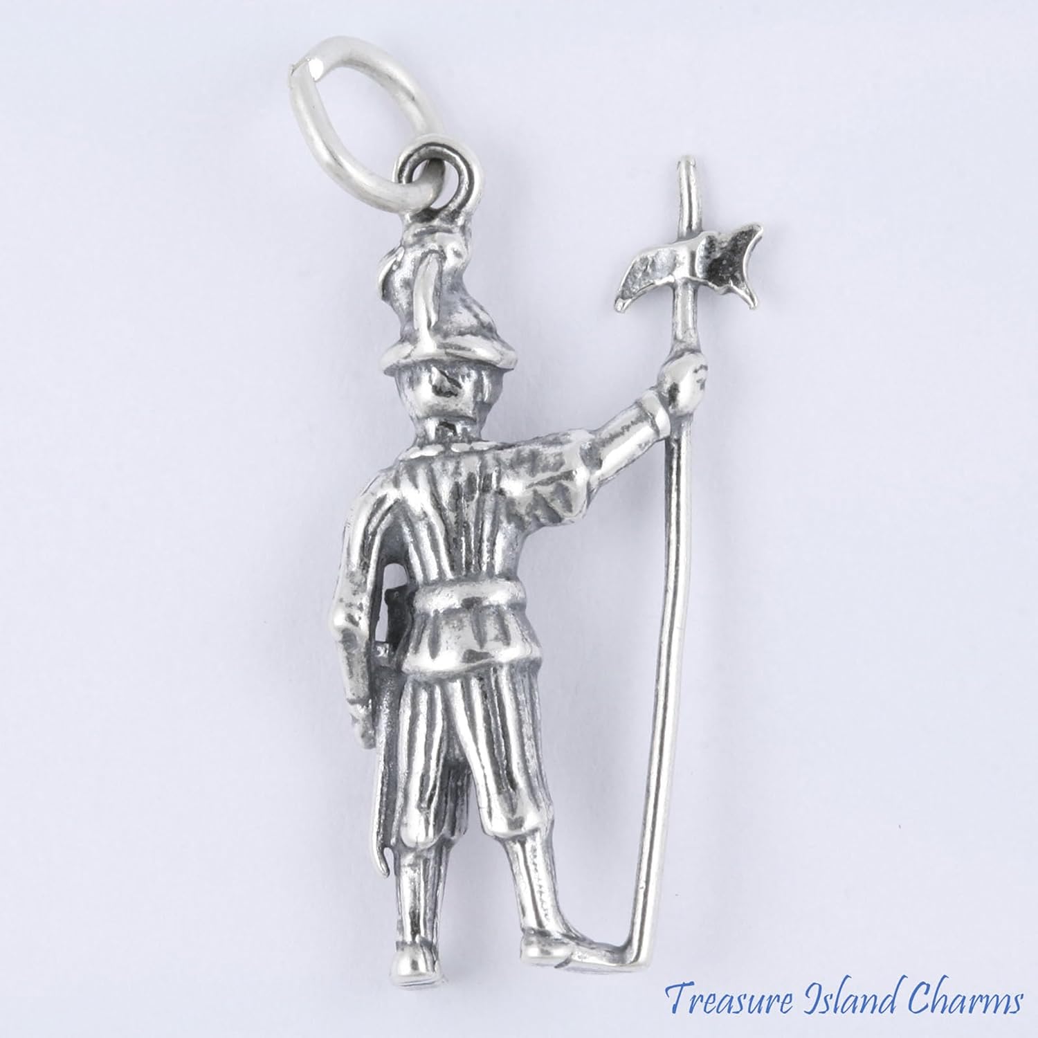 Vatican Swiss Guard Soldier Roman Catholic 3D 925 Solid Sterling Silver Charm Pendant Bracelet Jewelry Making Supply