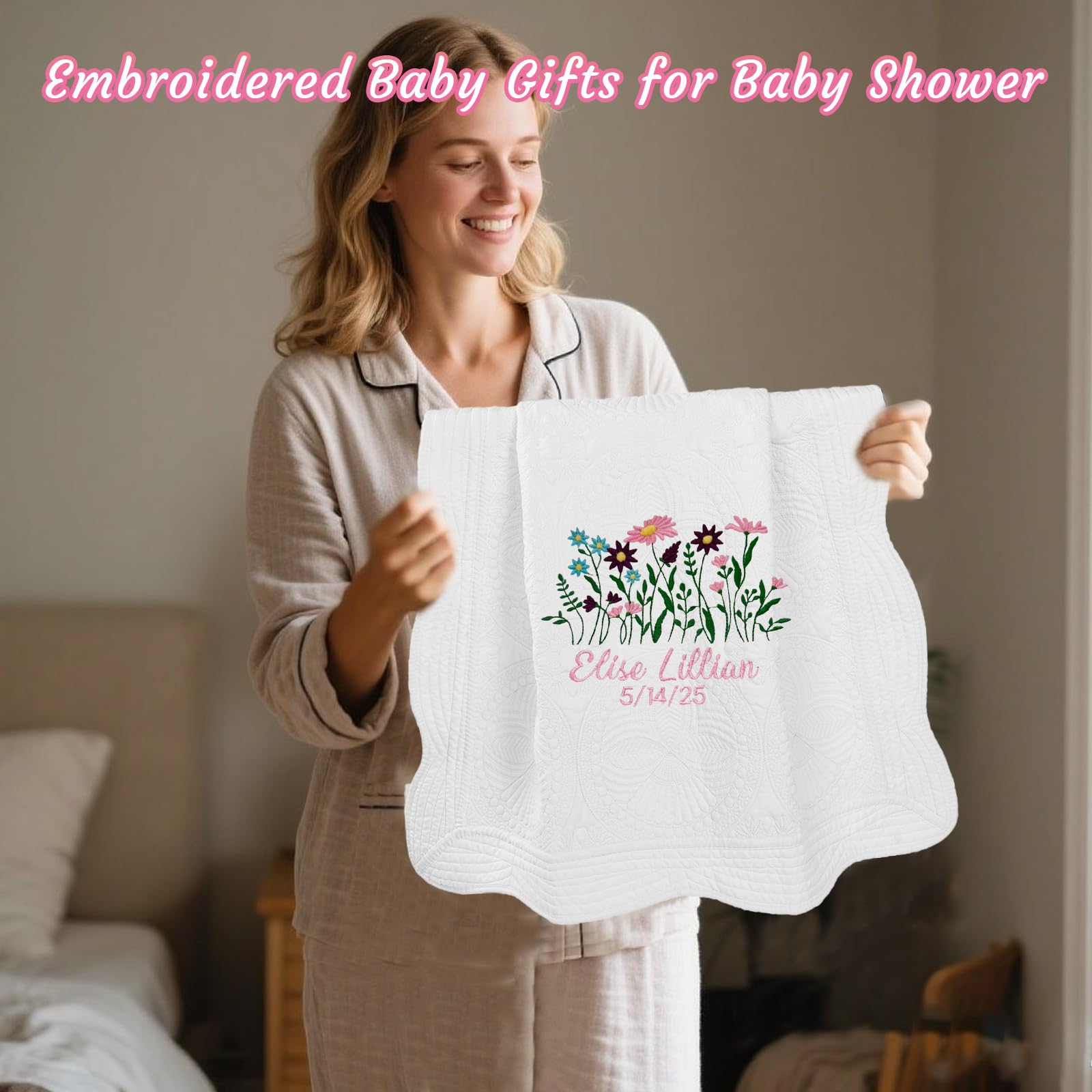 Mantas de bebé personalizadas con nombre bordado, colcha ligera para bebé, manta de algodón para las cuatro estaciones, colcha para niños y niñas, manta para cochecitos de bebé, regalo para