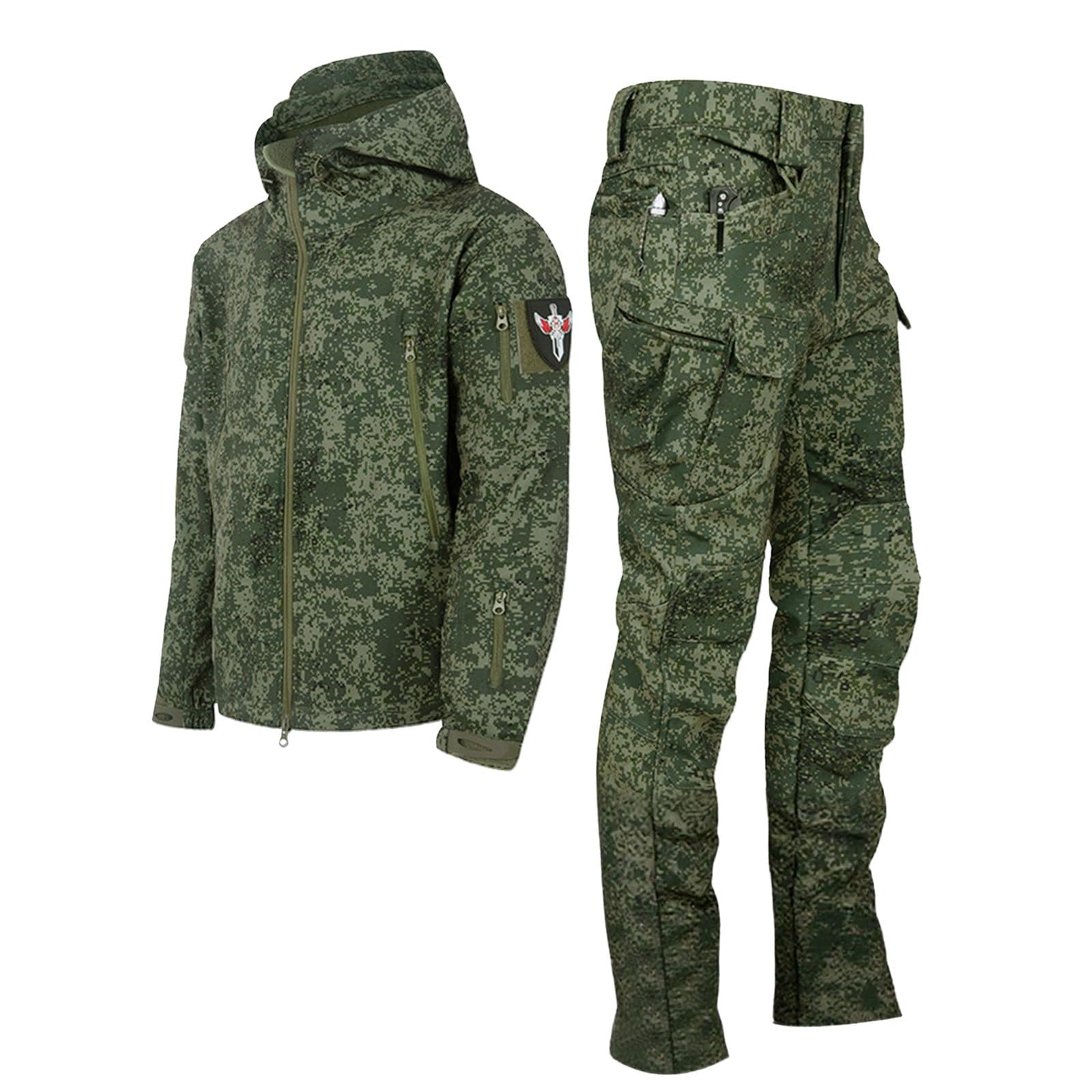 2 Teilig Herren Tactical Uniformen Militärische Armee Kampfanzug Sets Softshell Jacke Hosen Wasserdichte Jagdkleidung Arbeitsjacke Und Hose Ganzkörperanzug Outdoor Bequeme Sportanzug