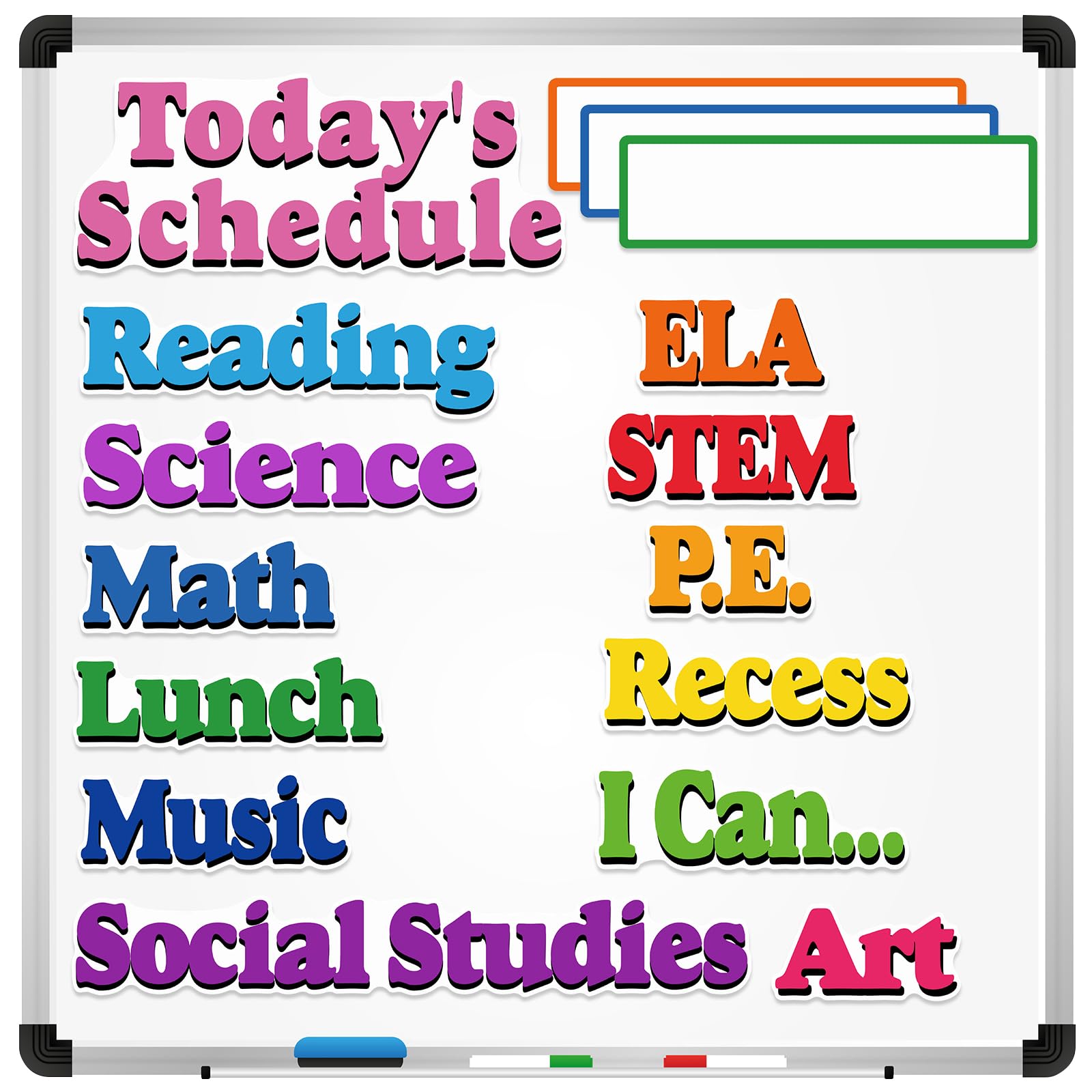 Lemosae16 Pcs Classroom Schedule Magnets Reusable Today's Schedules Magnetic Course Labels with Dry Erase Blank Magnetic Labels for Bulletin Board Whiteboard Homeschooling (Course Schedules)