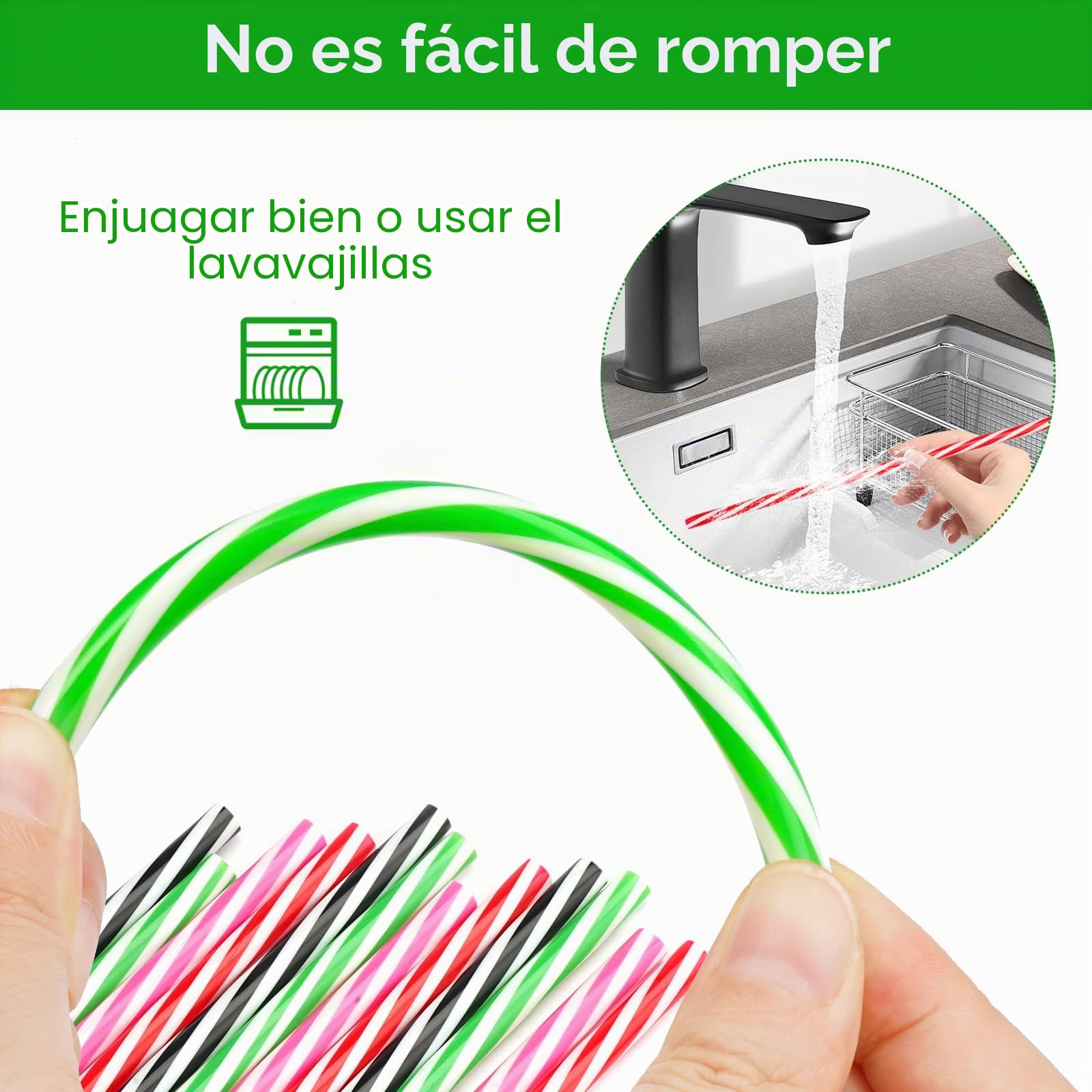 50 Piezas Reutilizables Pajitas Plástico, 23cm Largo, Duro Cóctel, Apto Lavavajillas, Colores para Fiestas y Banquetes
