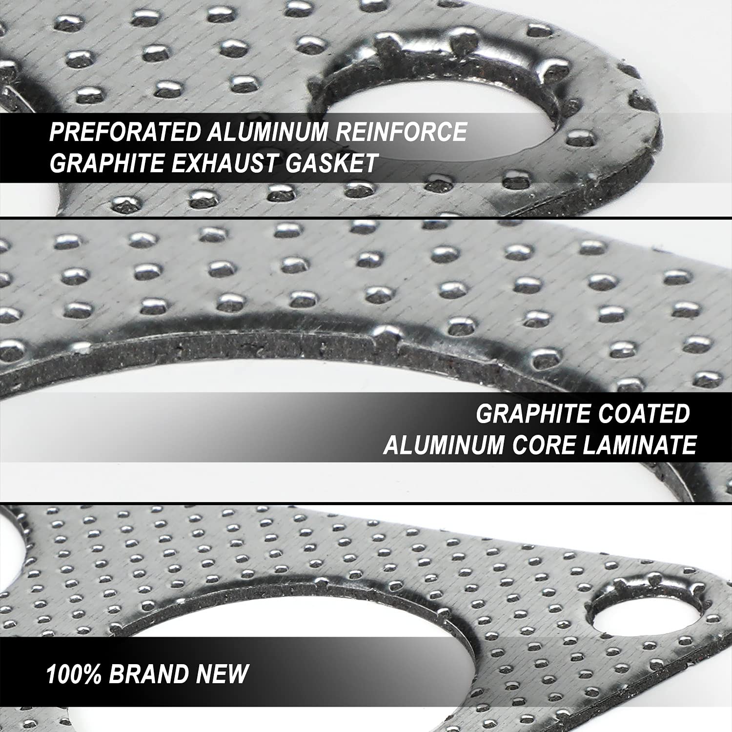 DNA Motoring GKT A HD PF82 Pair Of Exhaust Header Gasket Compatible With 55 00 283 327 350 383 400 Sbc Gen 1 Engines W 165 X 135 Oval Ports - View #7