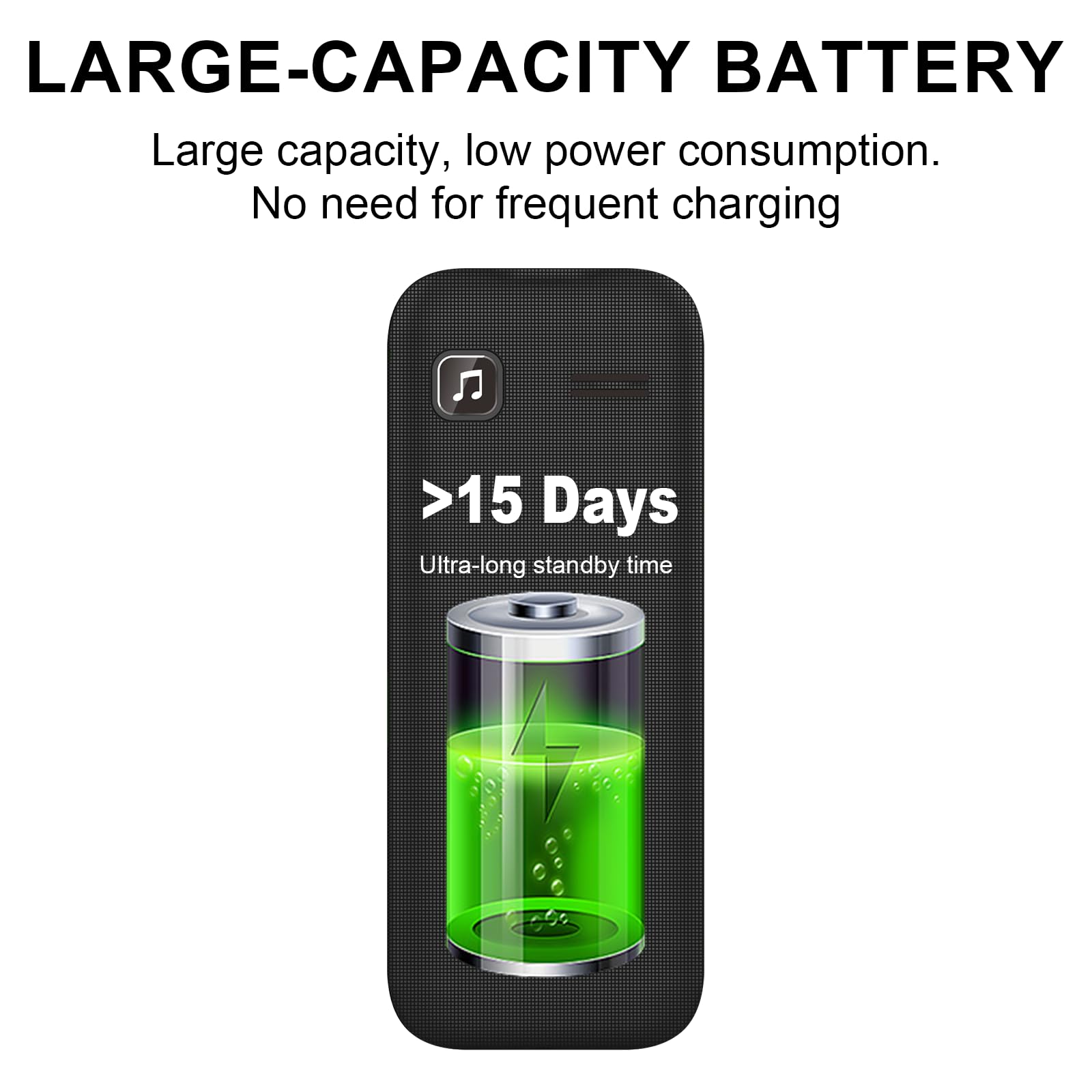 Guwet A2 telefono per anziani, Batteria ad alta capacità, telefono a tasti, con segnale forte, pulsante SOS, lungo standby e colore nero.