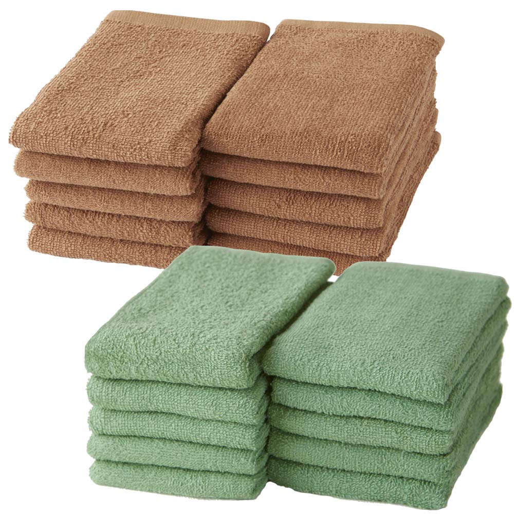 Amazon｜GamachaTowel フェイスタオル【 2色 20枚セット（モカ