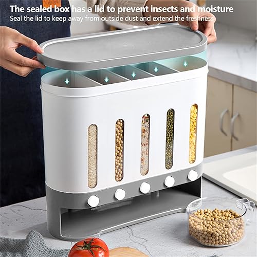 Miniatura 3 de Gdrasuya10 Dispensador de cereales Dispensador de cereales Contenedor de alimentos secos de grano de arroz Almacenamiento de alimentos secos Estuche