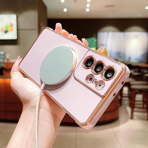 Miniatura 3 de XAYAH Funda ultra magnética para teléfono Samsung Galaxy S21 compatible con MagSafe, bonita funda de flor de rosa para mujer, cubierta de silicona