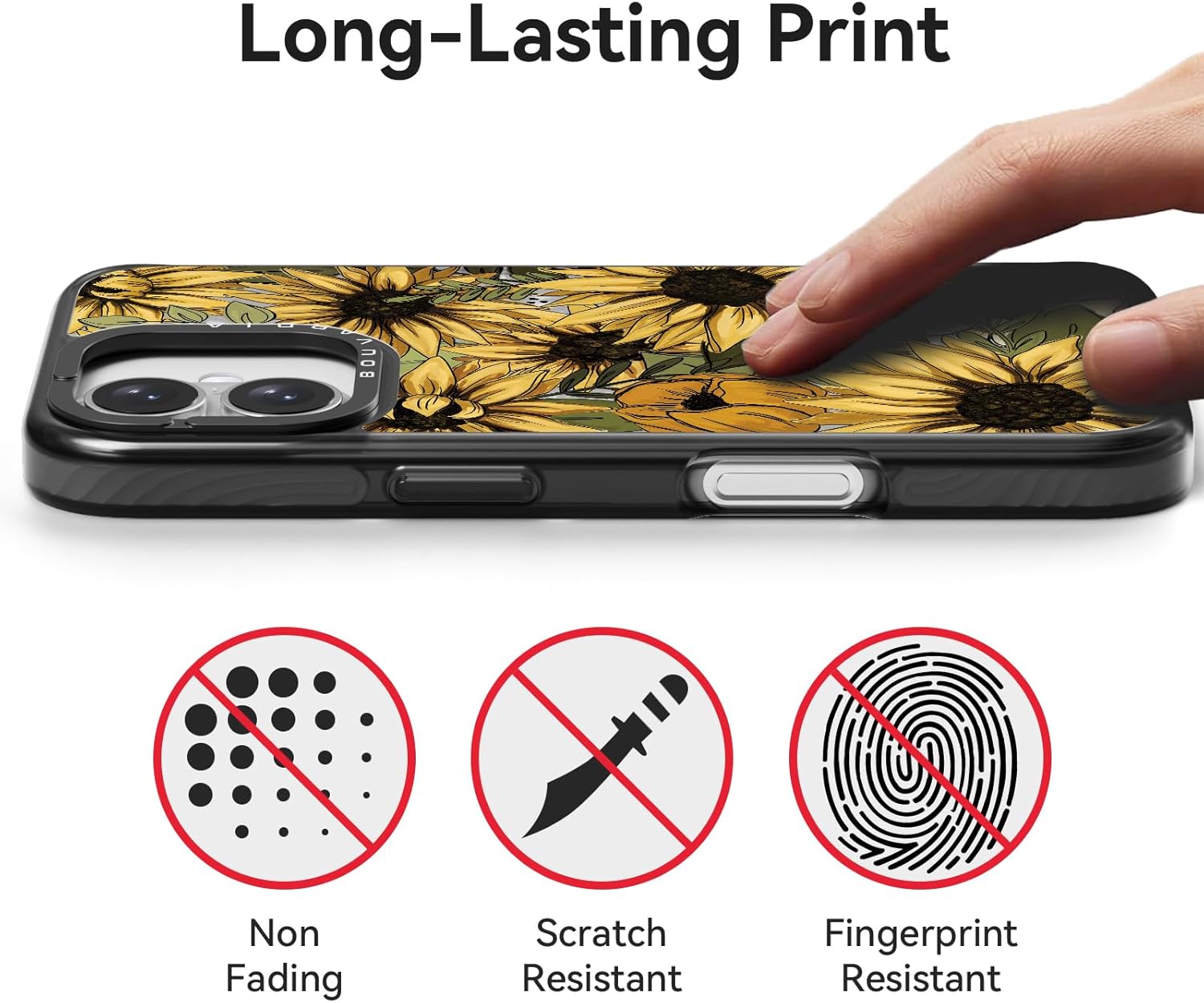 Bouvardia for iPhone 16 Case, Cute Design for Women & Girls, Protective & Aesthetic, Floral Theme - Sun Flowers - Image 4