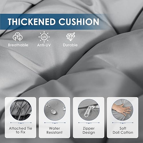 Miniatura 26 de NICESOUL Silla colgante con soporte para interiores y exteriores, cómodas sillas hamaca de ratán para patio con cojín, capacidad de 350 libras