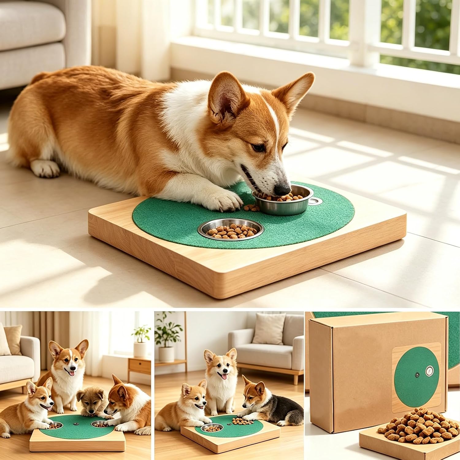Dog Scratch Pad for Nails,Non-Slip Wood Interactive Dog Nail File Scratch Board -Adjustable Resistance, Paws Scratch Board for Stress-Free Grooming & Slow Feeding