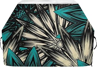 Fundas para barbacoa, cubierta Oxford para parrilla Weber, Brinkmann, Char Broil impermeable, resistente al viento, a prueba de desgarros, vintage, color verde azulado, flores, cubierta de gas para