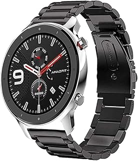 سوار ساعة بديل سريع الفك من الفولاذ المقاوم للصدأ من اكسسوري مي متوافق مع ساعة امازفيت جي تي ار 2، 22 ملم، وساعة امازفيت جي تي ار 47 ملم، نيكسو/ ستراتوس 3 بلس/ بيس