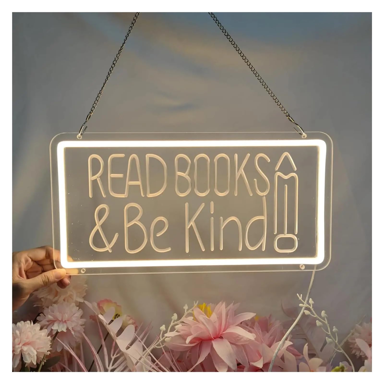 Insegna al Neon Read Books And Be Kind Insegna Al Neon A Dimmerabile Con Alimentazione USB Per Studenti Aule Librerie Biblioteche Sala Studio 39.12cmx19.81cm