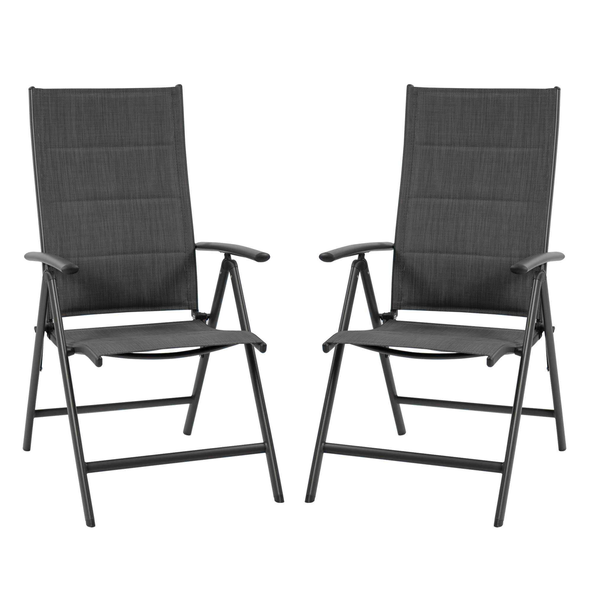 Kozyard Coolmen 2-Pack Outdoor Patio Dining Chair Set - Breathable Textilene Padded, Foldable Deck Chairs for Outdoor Patio (Gray)