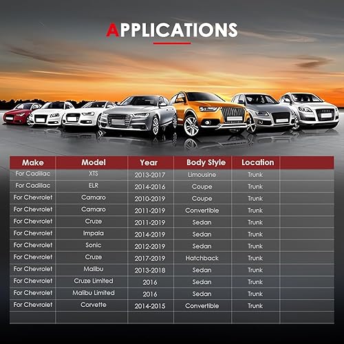 Miniatura 4 de CCIYU Actuador de pestillo de maletero compatible con Chevrolet Chevy Camaro Cruze Impala Sonic Cruze Malibu para Buick Cascada Regal Verano