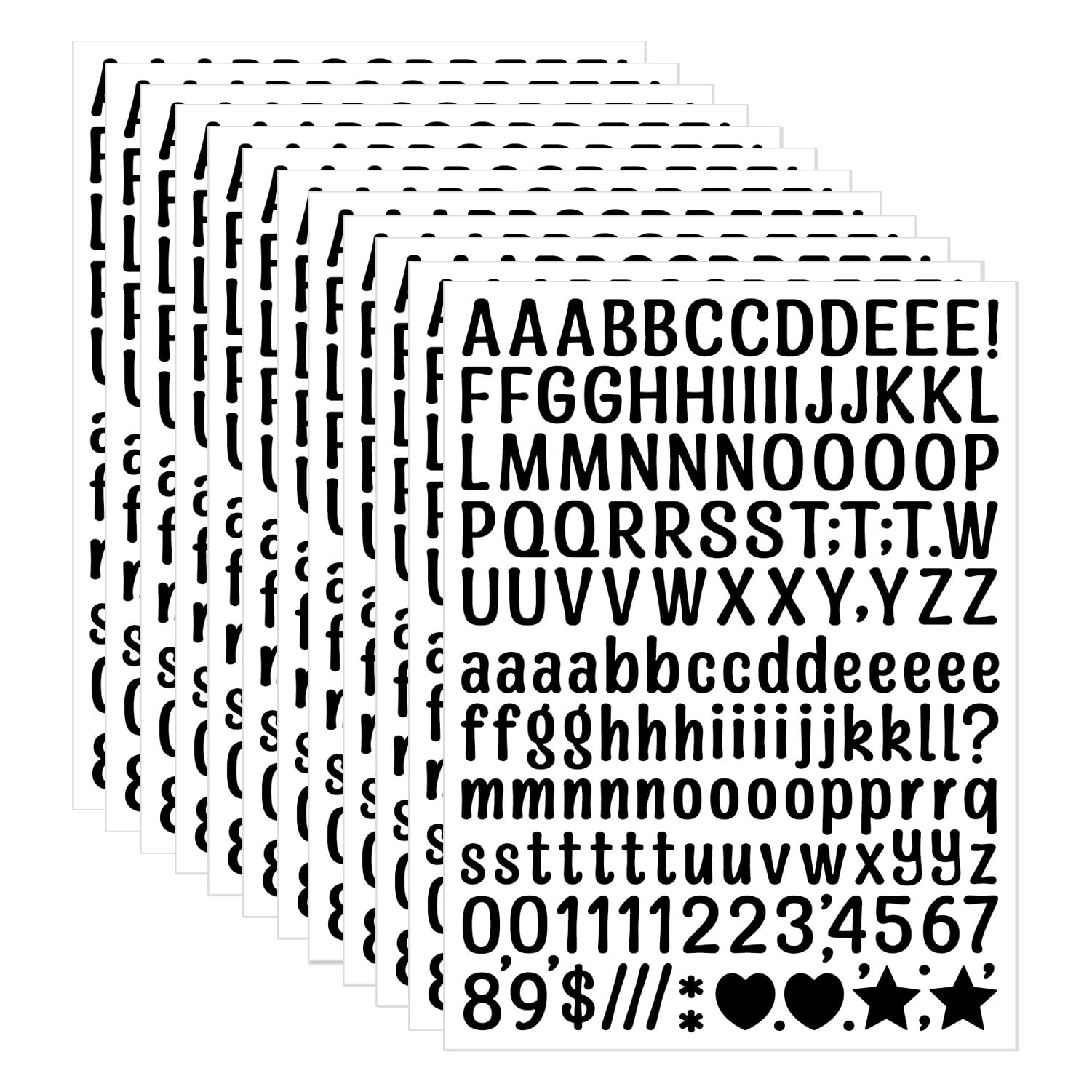 12 Sheets Letter Stickers 1860 Alphabet Number Stickers 0.5in Vinyl Self-Adhesive Number Alphabet Stickers, Mailbox Numbers Labels DIY Crafts Art Making, Decals for Water Bottles（Black）
