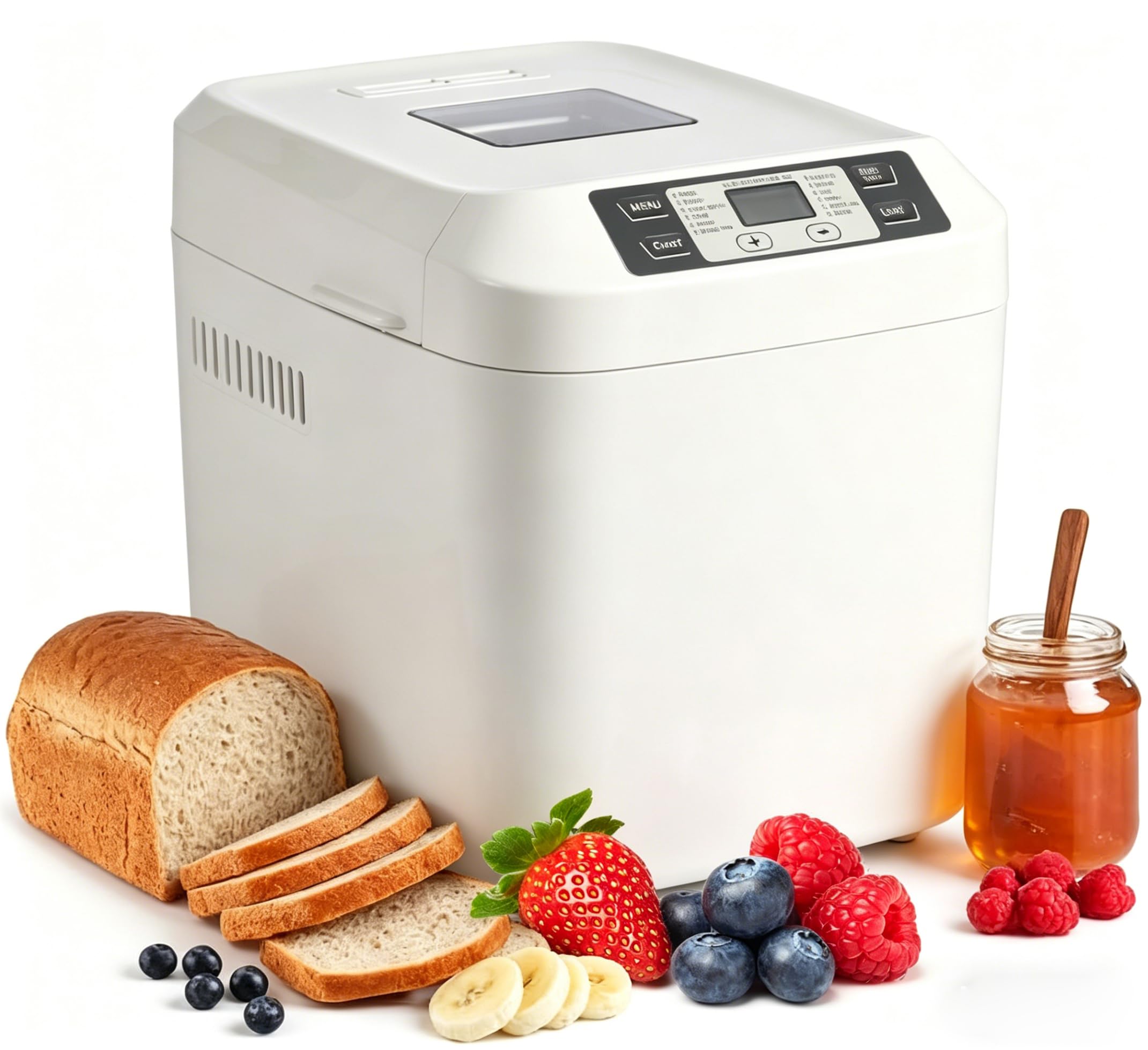 2LB Bread Maker, 12-In-1 Functionality, Gluten-Free Option, Nonstick Baking Pan, Two Loaf…