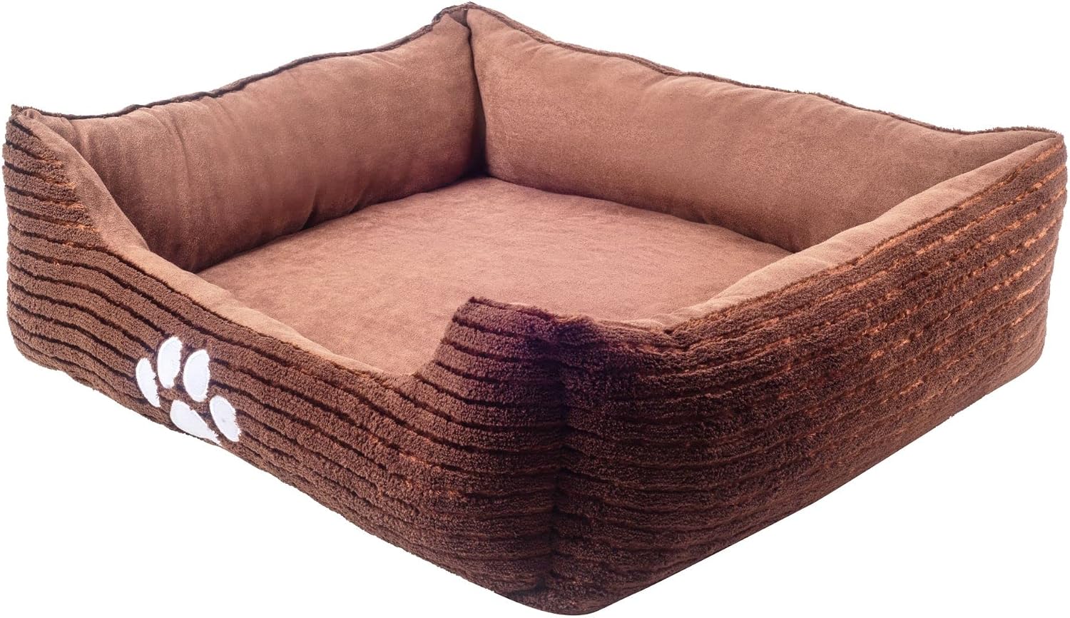 review long rich Orthopedic Rectangle Bolster Pet Bed,Dog Bed, Medium 25x21 inches Coffee, by Happycare Textiles, Coffee with Orthopedic Insert, Model Number: HCT-ORT-Coffee