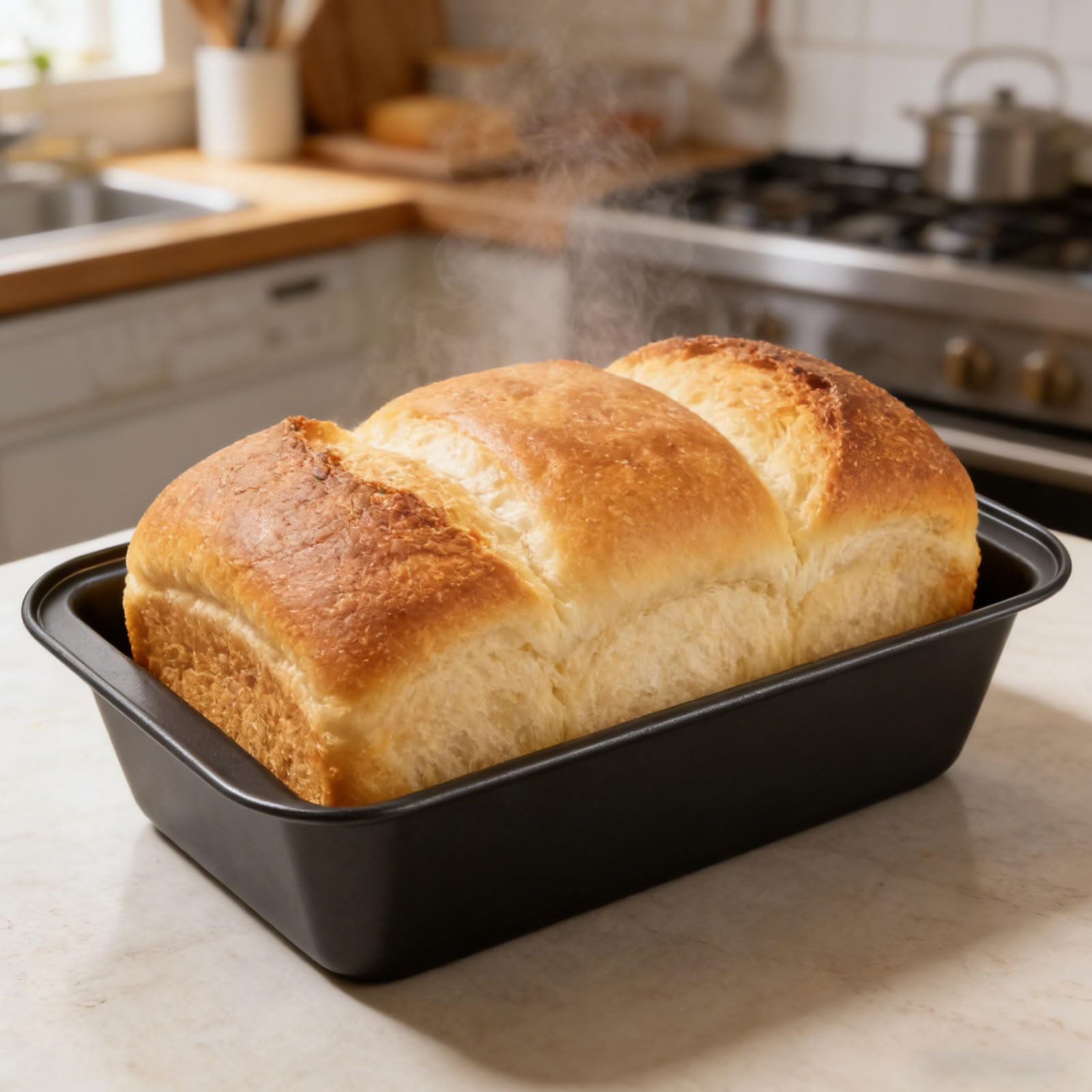 Molde para panadería, forma rectangular de acero al carbono con revestimiento antiadherente, molde antiadherente para pan tostado, molde para horno (negro, 29,5 x 13 x 6 cm)