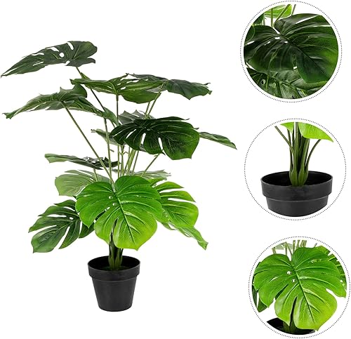 Miniatura 8 de Pequeñas plantas artificiales de hoja de tortuga simulada en macetas, planta de interior falsa palmera en maceta, planta verde sintética, decoración