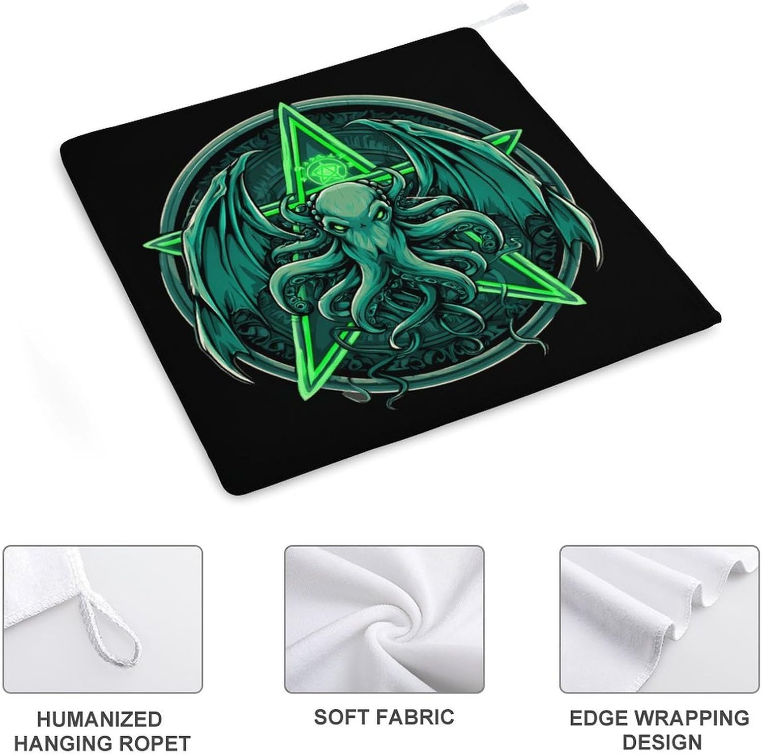 Magic Cthulhues Sea Monster Microfiber Hand Towels for Bathroom Soft Absorbent Bath Kitchen Towel with Hanging Loop 4PCS