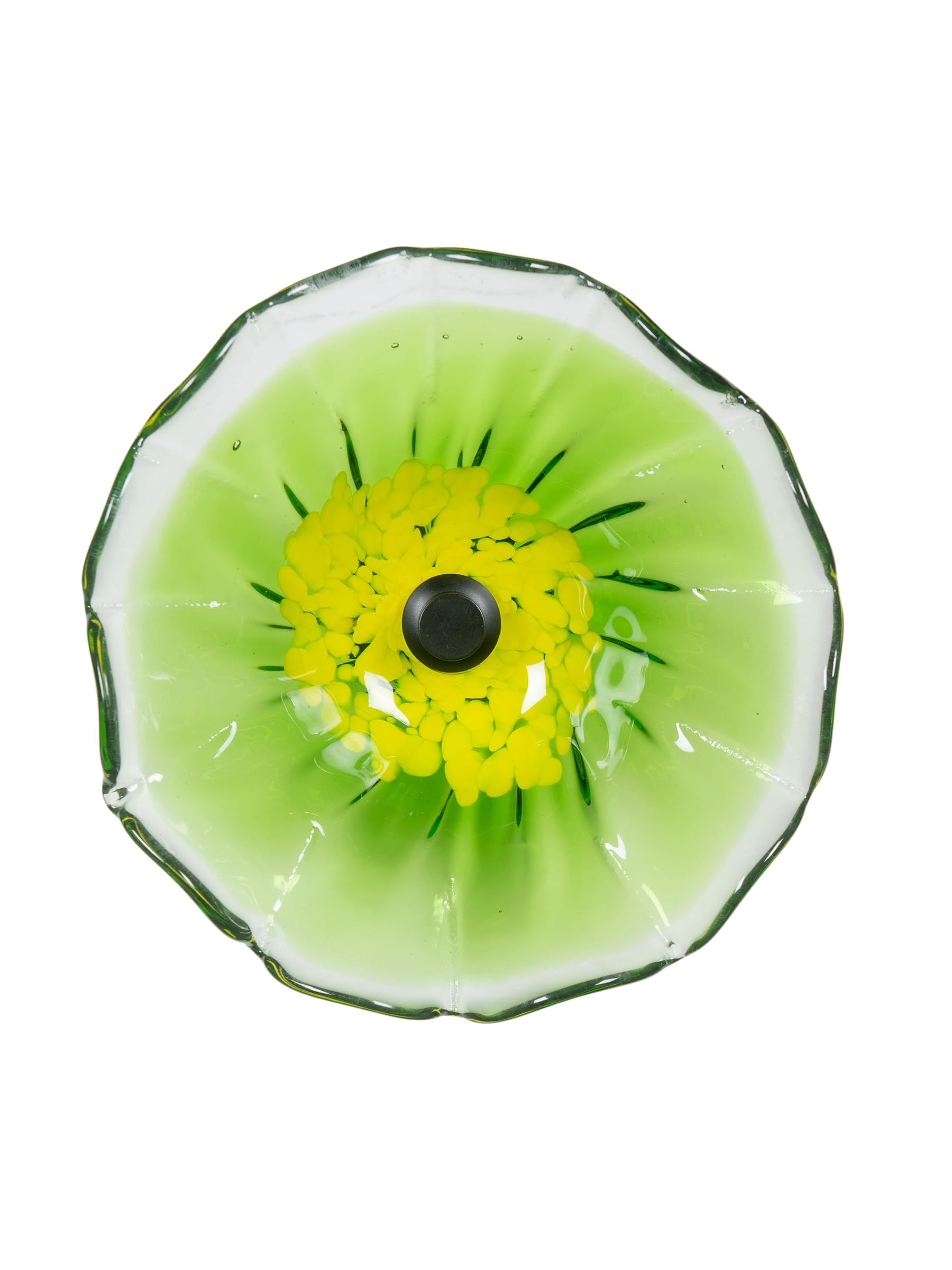 Photo 1 of Dale Tiffany AW23139-D9 Fiore Bloom Hand Blown Flower Art Glass with Wall Mounting Bracket, Green, 9-Inch Diameter