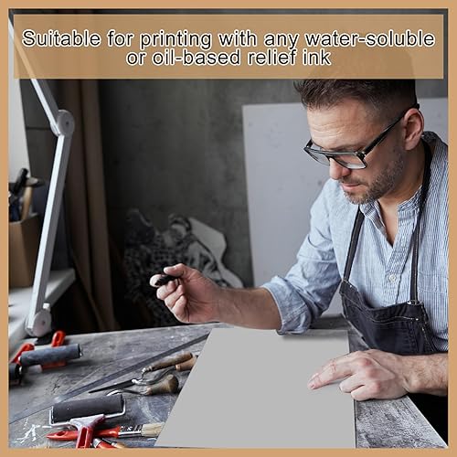 Miniatura 57 de Yeaqee Bloque de linóleo para tallar goma suave, hojas de linóleo grandes, placas de lino sin montar para grabar, proyectos de arte, impresión