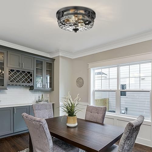 Miniatura 9 de Casia Luces de techo de montaje empotrado, 2 luces de granja cerca del techo, lámpara de techo industrial para cocina, pasillo, dormitorio, sala de