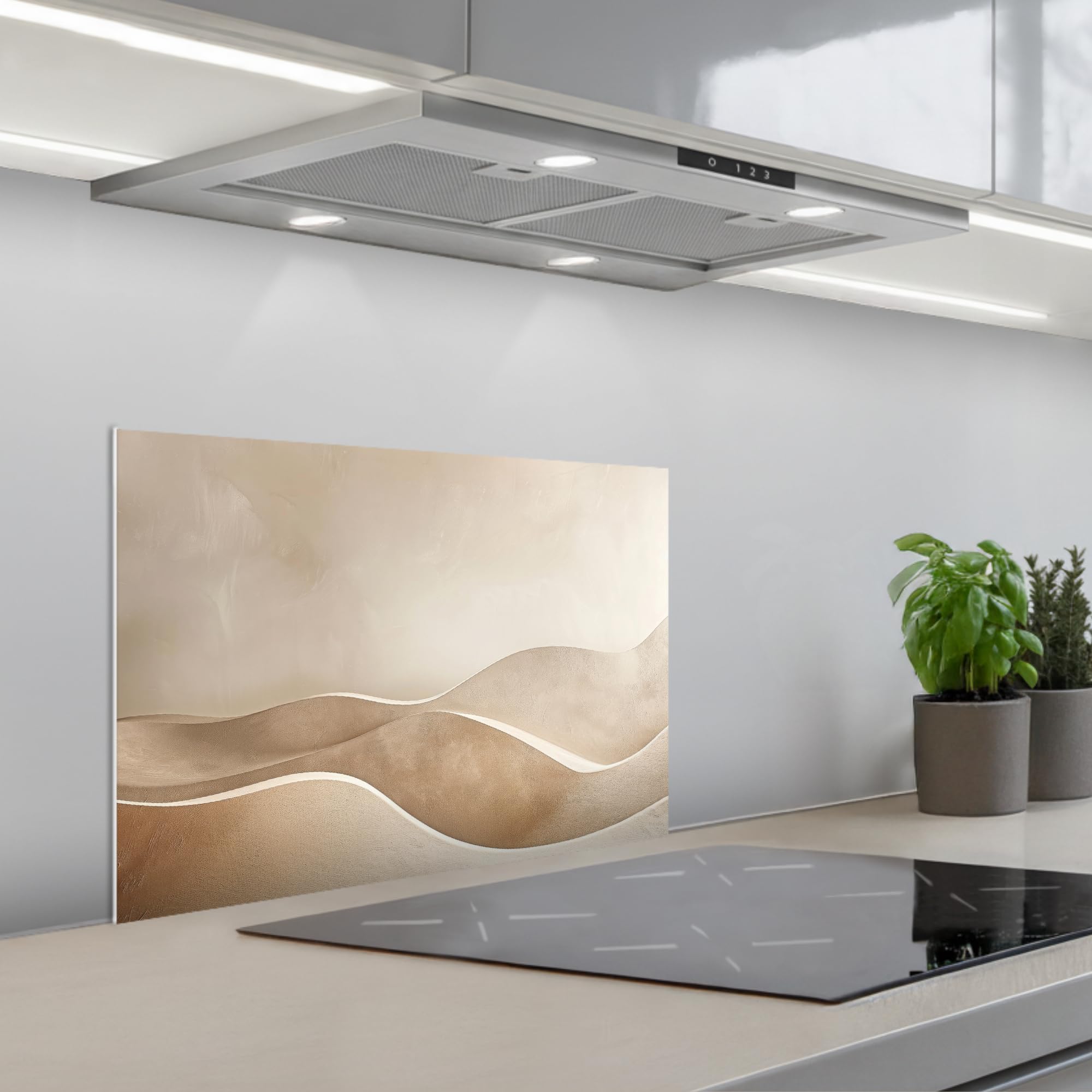 KitchenYeah© Splashback for kitchen 16"x24" / 40x60 cm self-adhesive Wall Protector Splash Back Cooker Backsplash Beige - Nature - Abstract - Modern