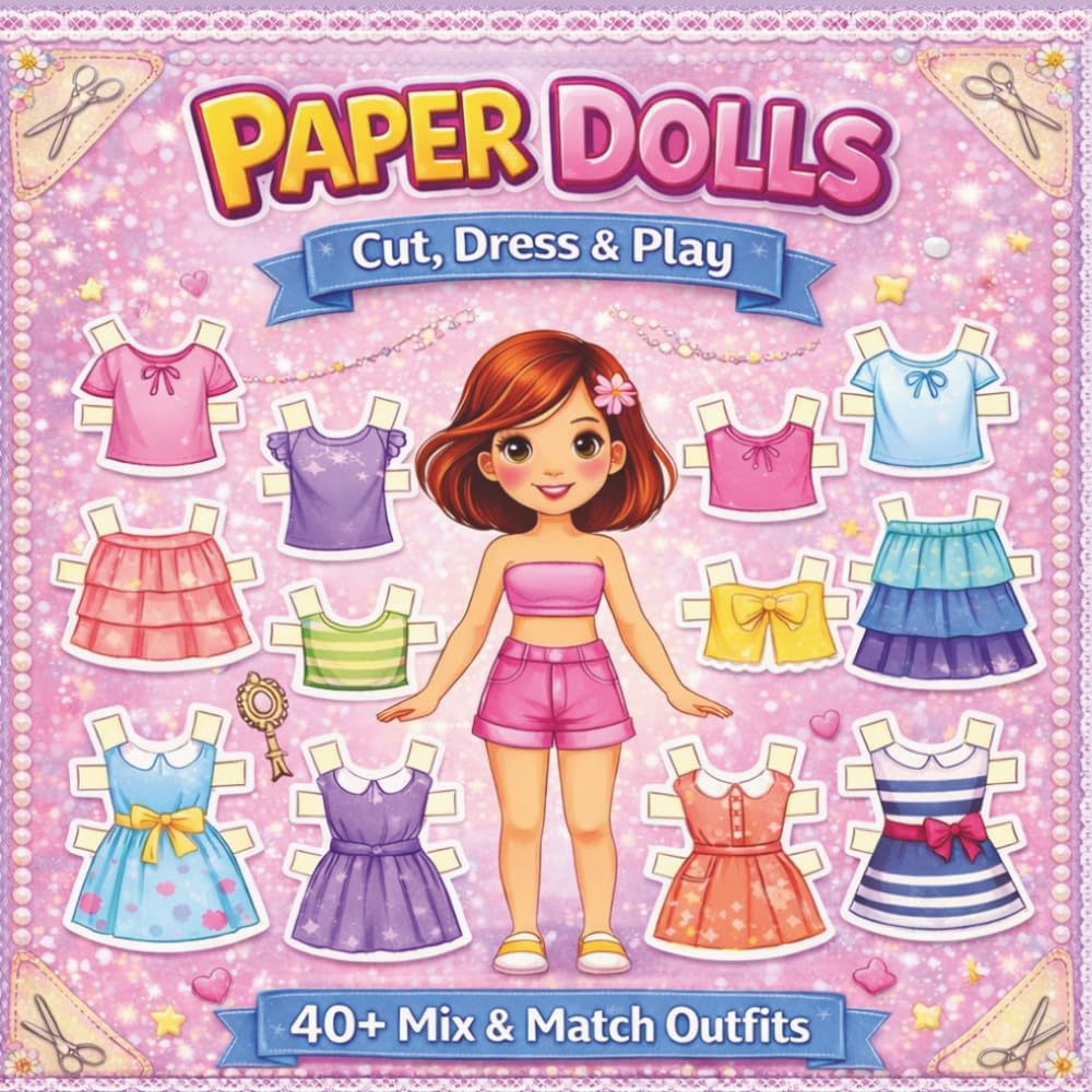Paper Dolls: Cut, Dress & Play: Fashion Dress-Up Activity Book for Kids | Cut, Dress and Style Paper Dolls with 40+ Mix & Match Outfits (Vintage papel dolls cozy claudia studio)
