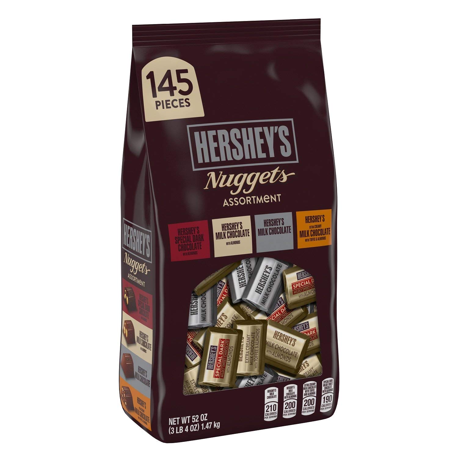 HERSHEY'S Nuggets Chocolate Assortment 145 pieces XL Bulk Candy Bag, 52 Ounce : Grocery & Gourmet Food