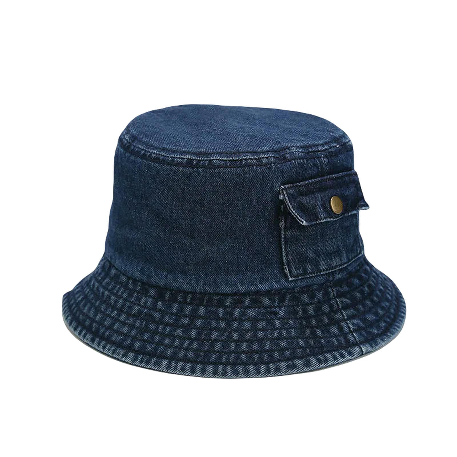 Kapelusz rybacki retro, sprany, kowbojski, kapelusz, dla kobiet i mężczyzn, szerokie rondo, kapelusz przeciwsłoneczny, wiosna, lato, denim czapka rybacka, głęboki niebieski, jeden rozmiar