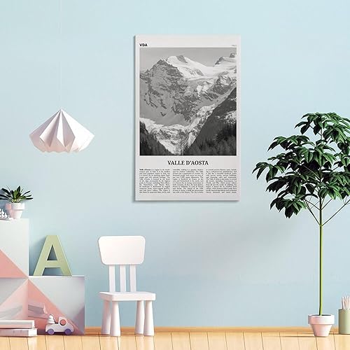 Miniatura 4 de ExbeRt Valle DAosta Print Black And White, Valle DAosta Art, Valle DAosta Poster Poster Picture Print Canvas Wall Art for Home Living Room Wall