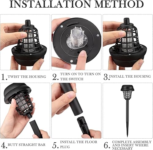 Miniatura 6 de Qualirey 12 piezas de exterminador solar de insectos al aire libre, impermeable, exterminador de mosquitos solar para exteriores, lámpara repelente