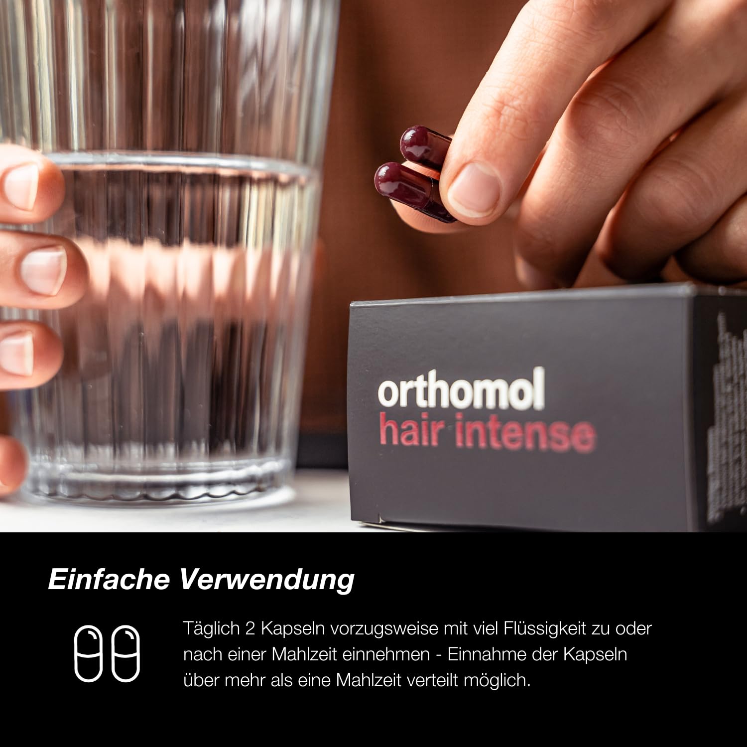 Orthomol Hair Intense - Mikronährstoffe für schönes Haar - mit Biotin, Kupfer und Zink, 90 pzas Porciones diarias
