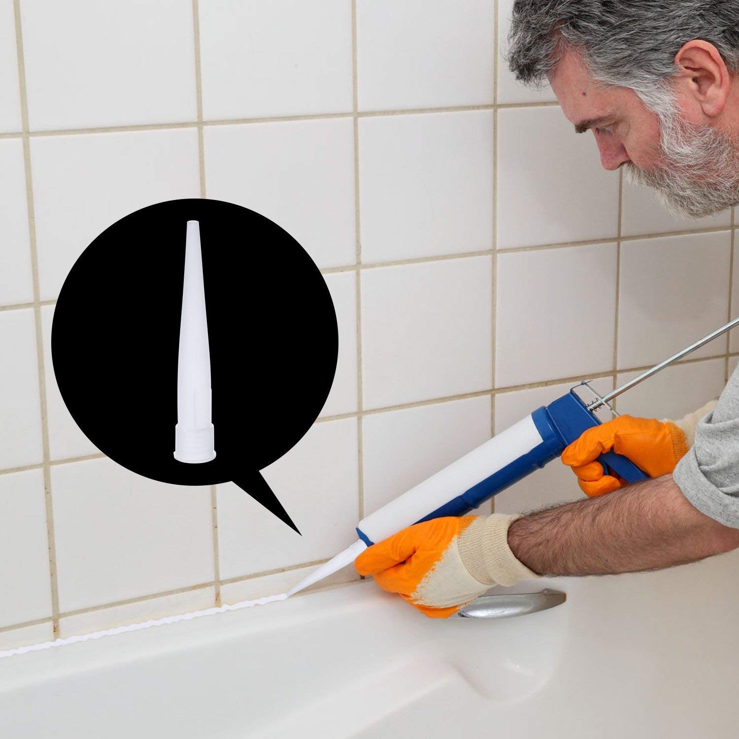 4-in-1 siliconen kit voor kitten, DEWINNER grout schraper set, afdichtmiddel afwerking gladmakende verwijdering met pads, lijmhoek kitverwijderaar voor thuis, keuken, badkamer, vloerhoek, geel