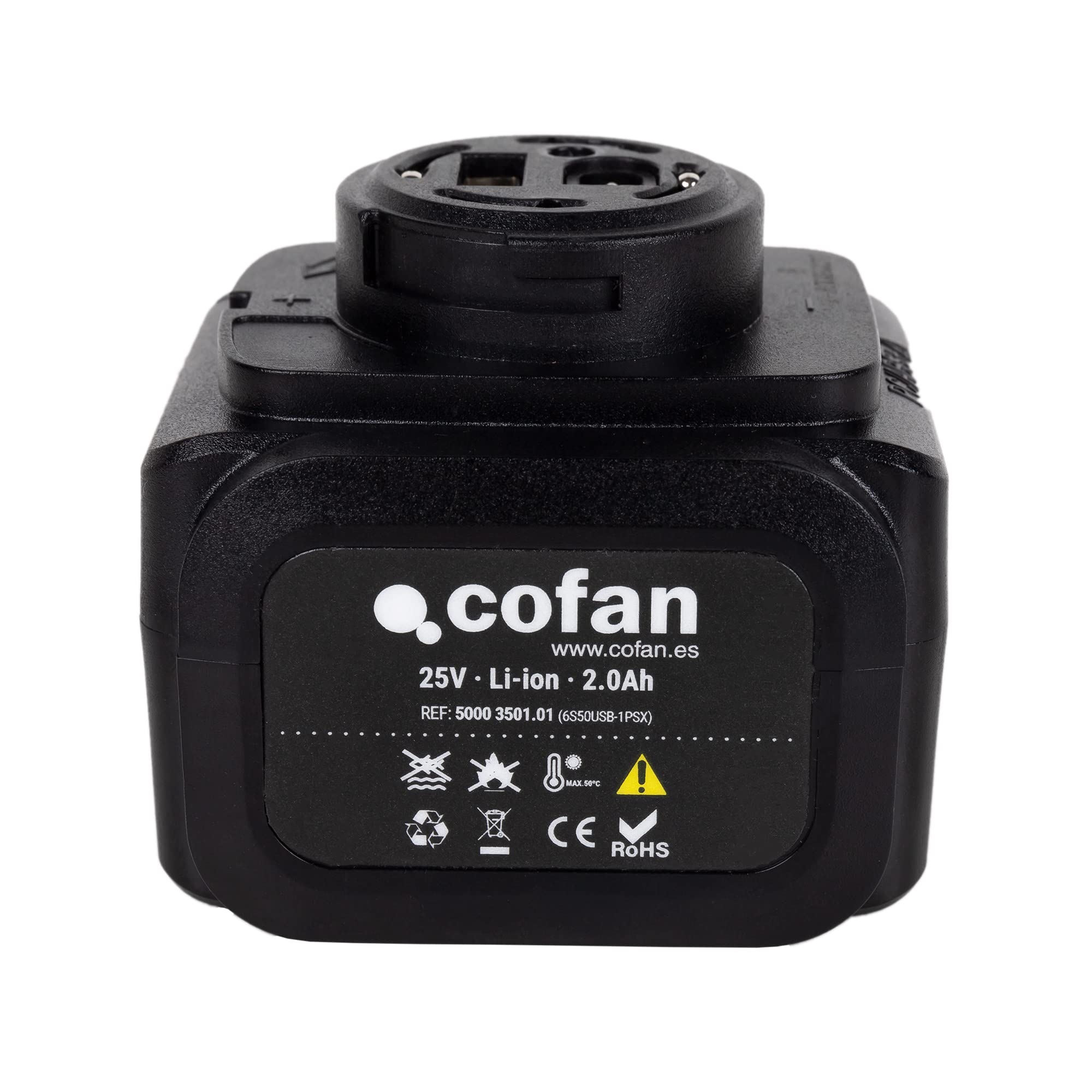 Cofan Batería Recargable para Tijeras de Podar | Potencia: 25 V 2.0 Ah | Batería de Litio Li-Ion