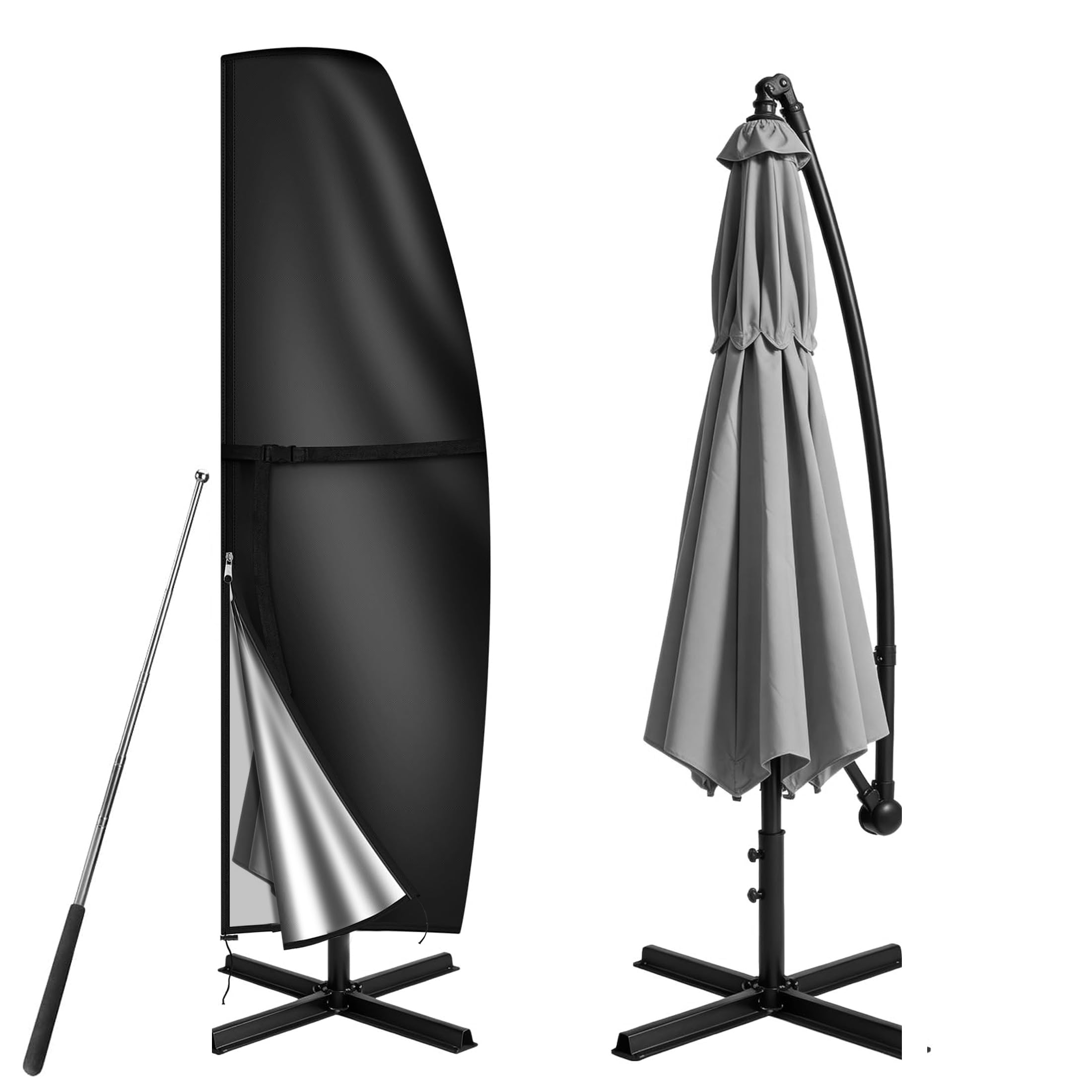 LCGOD Garden Parasol Cover, Waterproof Heavy Duty Patio Umbrella Cover for 2-4m Cantilever Banana Parasols, Anti-UV Windproof with Zipper, 420D Oxford Fabric (280x30/81/45cm)