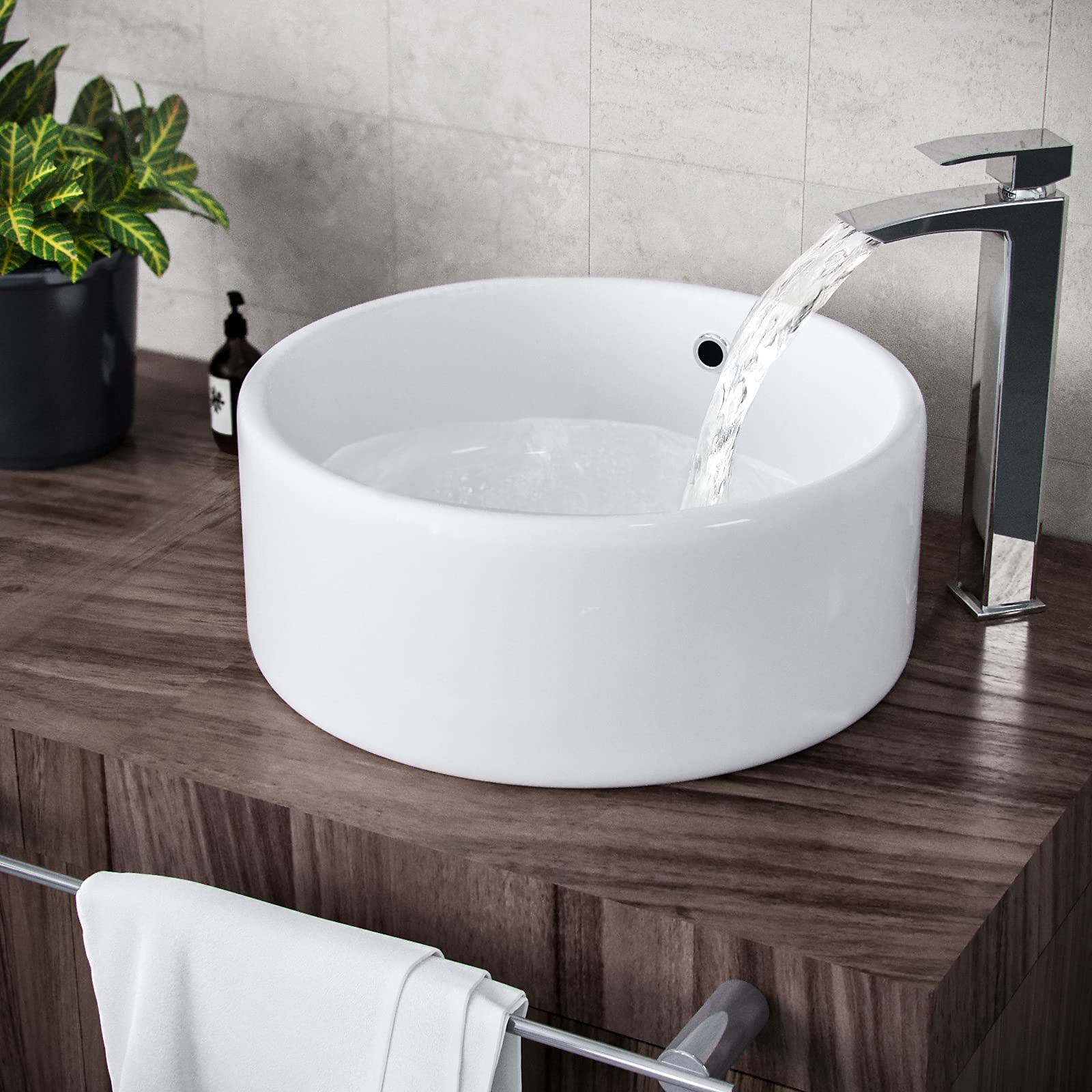 Nes Home White Etive 420Mm Cloakroom Stand Alone Round Counter Top Basin Sink Bowl