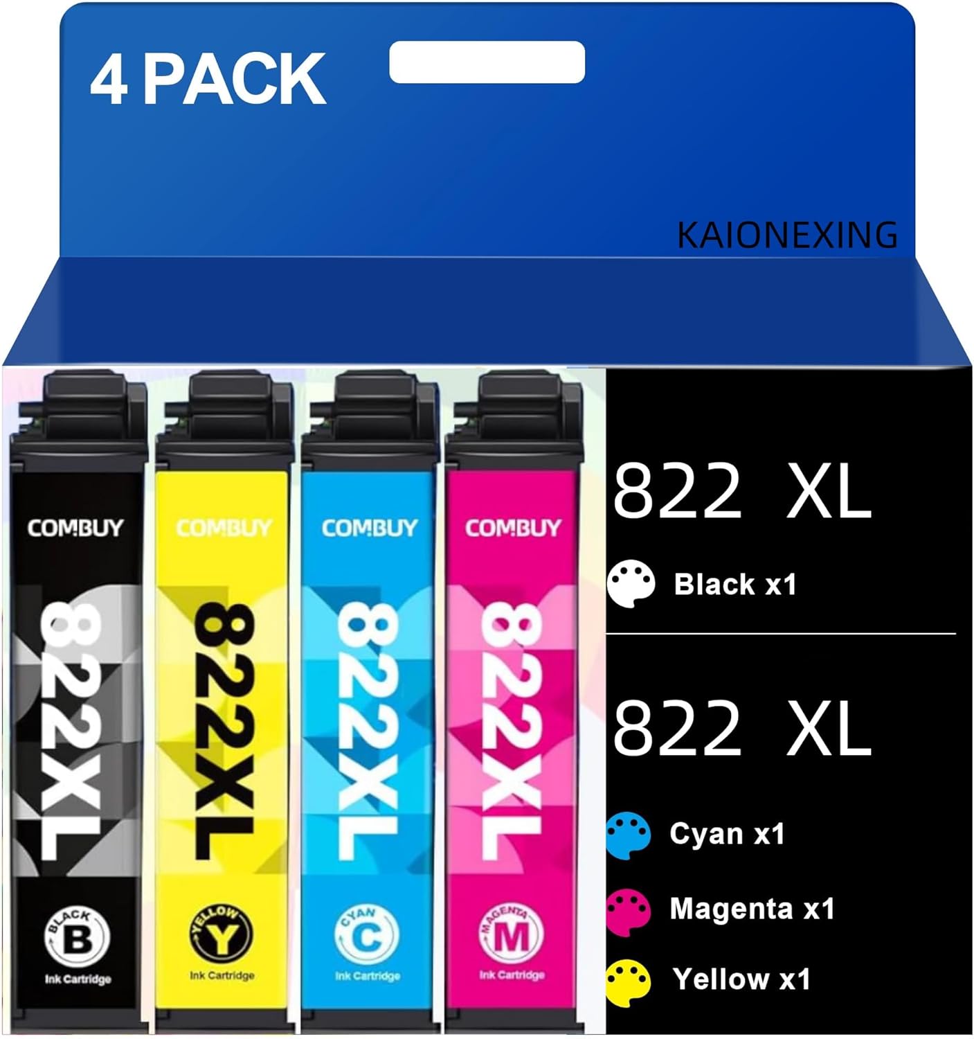 822XL Replacement for 822XL Ink Cartridges Combo Pack 822XL T822XL Ink for Workforce Pro WF-3820 WF-4830 WF-4820 WF-4830 WF-4833 WF-4834 Printer (4Pack)