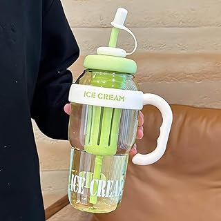 NFXMWCPFK Copa para el vientre, taza de mango de gran capacidad, bombardero de hielo para exteriores, vaso de paja de plástico